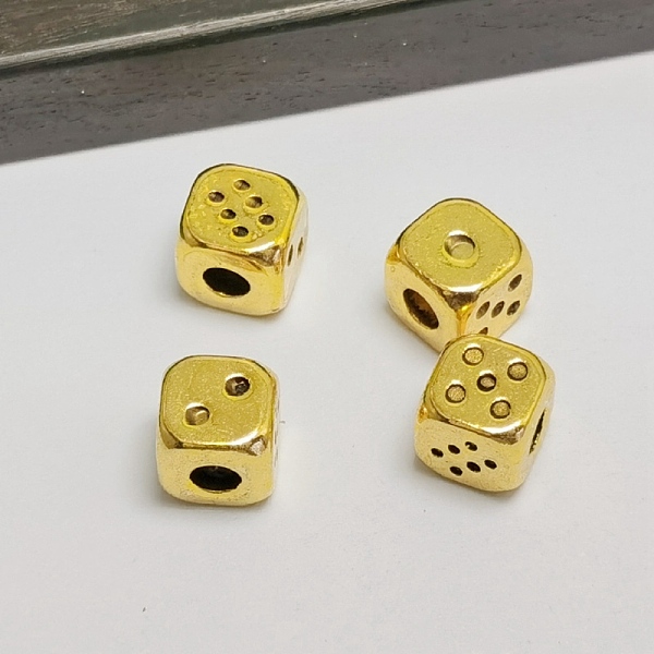 

PandaHall Tibetan Style Alloy Beads, Dice, Antique Golden, 7x7x7mm, Hole: 3.5mm Alloy Cube