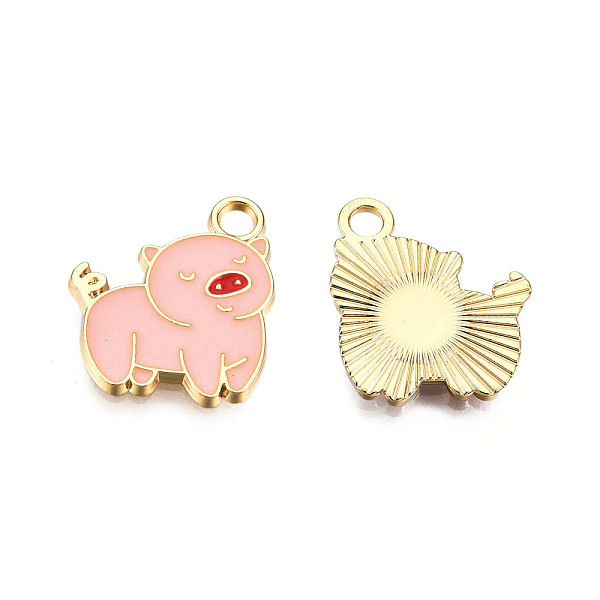 

PandaHall Alloy Pendants, with Enamel, Pig, Light Gold, Pink, 18x15x2mm, Hole: 2.5mm Alloy+Enamel Pig Pink