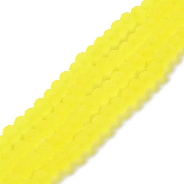 

PandaHall Transparent Glass Beads Strands, Faceted, Frosted, Rondelle, Yellow, 10mm, Hole: 1mm, about 63~65pcs/strand, 49~50cm Glass...