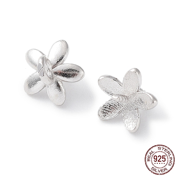 

PandaHall Rhodium Plated 925 Sterling Silver Peg Bails Pin Charms, for Baroque Pearl Making, 5-Petal Flower, Real Platinum Plated...