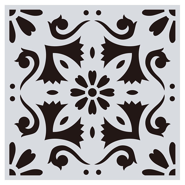 

PandaHall Flower Pattern Eco-Friendly PET Plastic Hollow Painting Silhouette Stencil, DIY Drawing Template Graffiti Stencils, Square, White...
