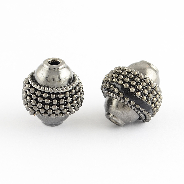 

PandaHall Bicone Handmade Indonesia Beads, with Alloy Cores, Antique Silver, Black, 15x13mm, Hole: 2mm Polymer Clay Bicone Black