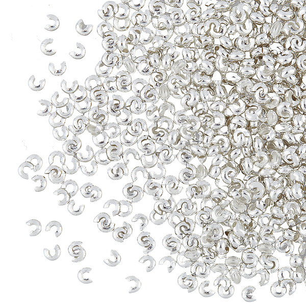 

PandaHall HOBBIESAY 400Pcs Brass Crimp Beads Covers, Nickel Free, Silver, 3mm Brass
