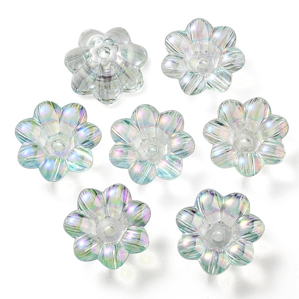 

PandaHall UV Plating Rainbow Iridescent Acrylic Beads, Flower, Clear AB, 24x10mm, Hole: 3.5mm, Inner Diameter: 8mm Acrylic Flower White