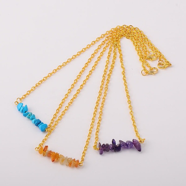

PandaHall Natural Gemstone Pendant Necklaces, with Iron Cable Chains and Brass Lobster Claw Clasps, Mixed Stone, 16 inch Mixed Stone..., Multicolor