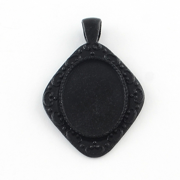 

PandaHall Electrophoresis Alloy Rhombus Pendant Cabochon Settings, Cadmium Free & Nickel Free & Lead Free, Black, Oval Tray: 25x18mm...