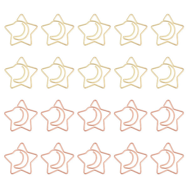 

PandaHall GORGECRAFT 50Pcs Moon and Star Paperclips 2 Colors Creative Metal Paper Clips Journaling Paper Clamps Document Organizing for Home...