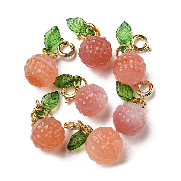 

PandaHall Natural YanYuan Agate Litchi Pendant Decorations, Fruit Gems Ornament with Brass Spring Ring Clasps, Real 14K Gold Plated, 21mm...