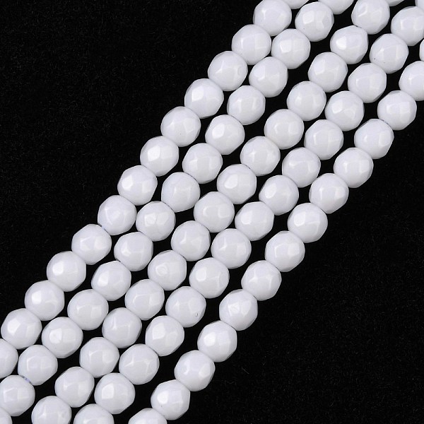 

PandaHall Synthetic White Agate Beads Strands, Dyed & Heated, Faceted, Round, White, 4mm, Hole: 1mm, about 90pcs/strand, 16 inch Glass Round...
