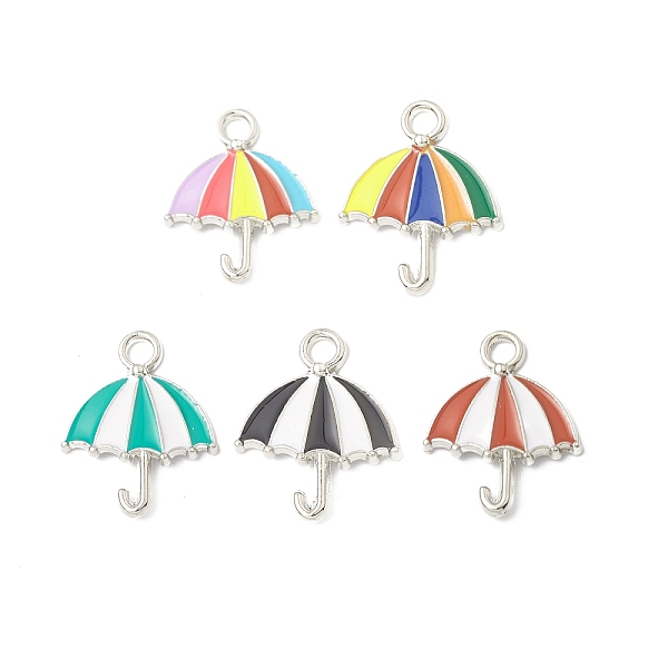 

PandaHall Alloy Enamel Pendants, Umbrella Charm, Platinum, Mixed Color, 19.5x15x2mm, Hole: 2.2mm Alloy+Enamel Umbrella Multicolor