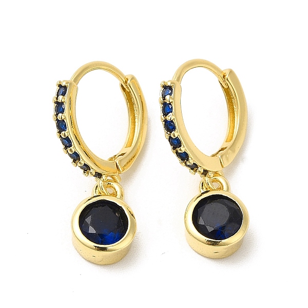 

PandaHall Cubic Zirconia Flat Round Dangle Hoop Earrings, Real 18K Gold Plated Brass Jewelry for Women, Cadmium Free & Nickel Free & Lead..., Black