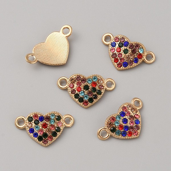 

PandaHall Alloy Colorful Rhinestone Connector Charms, Heart Links, Light Gold, 11x19x3.5mm, Hole: 1.8mm Alloy+Rhinestone Heart