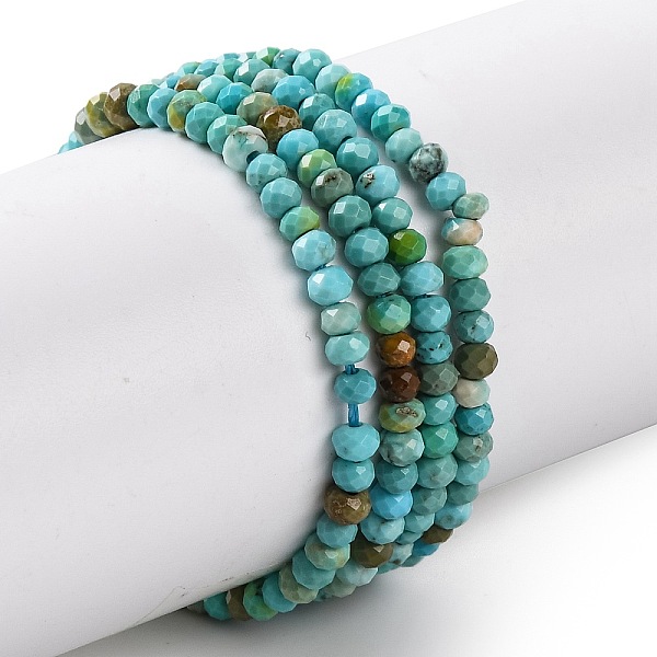 

PandaHall Natural Howlite Beads Strands, Dyed, Faceted, Rondelle, Medium Turquoise, 2.5x2mm, Hole: 0.6mm, about 195~208pcs/strand...