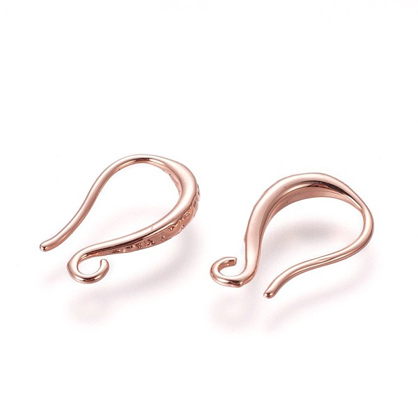 

PandaHall Brass Earring Hooks, with Horizontal Loop, Rose Gold, 15x9.5x2.5mm, Hole: 1.6mm, 20 Gauge, Pin: 0.8mm Brass