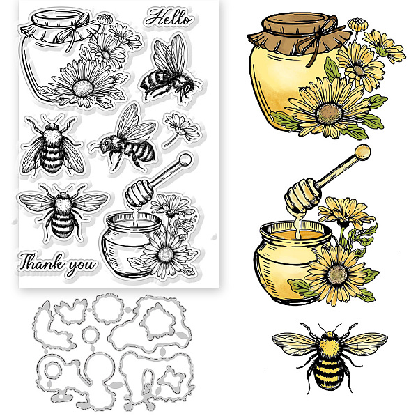 

PandaHall Globleland 1Pc Custom PVC Plastic Clear Stamps, with 1Pc Carbon Steel Cutting Dies Stencils, for DIY Scrapbooking, Photo Album...