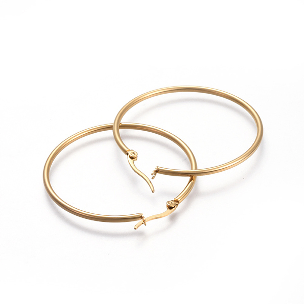 

PandaHall 201 Stainless Steel Big Hoop Earrings, with 304 Stainless Steel Pin, Hypoallergenic Earrings, Ring Shape, Golden, 12 Gauge...