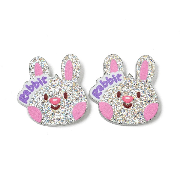 

PandaHall Resin Decoden Cabochons, with Paillette/Glitter Sequins, Rabbit, 22.5x22.5x2mm Resin Rabbit Silver