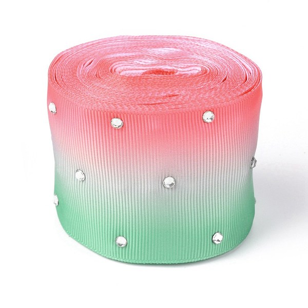 

PandaHall Polyester Grosgrain Ribbon, with Single Face Crystal Rhinestone, for Crafts Gift Wrapping, Party Decoration, Colorful, 2 inch...