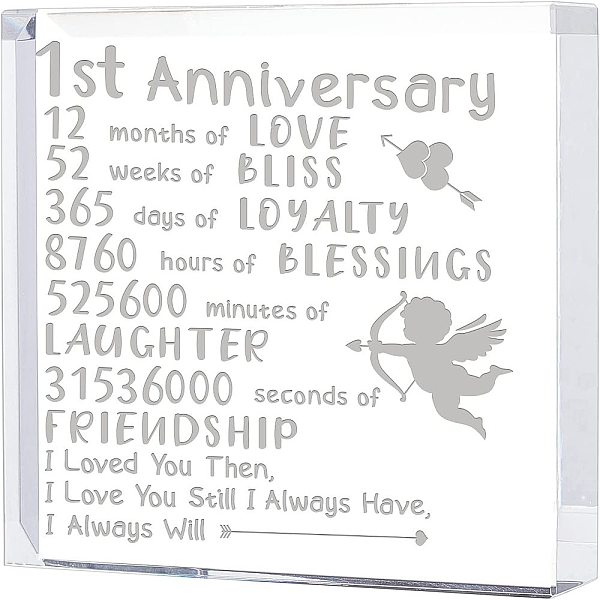 

PandaHall FINGERINSPIRE Valentine's Day Gifts Square Crystal Engraved Keepsake and Paperweight Crystal Gifts for Wife Husband Boy/Girlfriend..., Clear