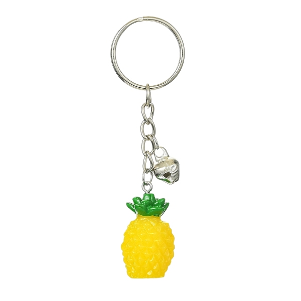 

PandaHall Fruit Resin Pendant Keychain, with Iron Split Key Rings and Bell Charms, Pineapple, 8.9cm, pendant: 33.5x18mm Resin Pineapple..., Yellow