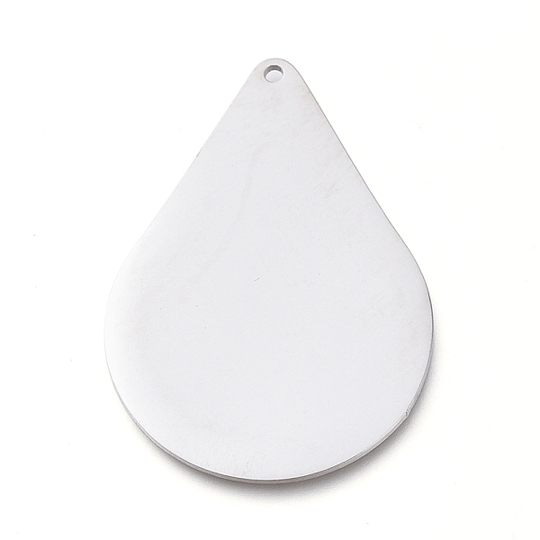 PandaHall 304 Stainless Steel Pendants, Manual Polishing, Stamping Blank Tag, Laser Cut, Teardrop, Stainless Steel Color, 35x25x0.8mm, Hole...