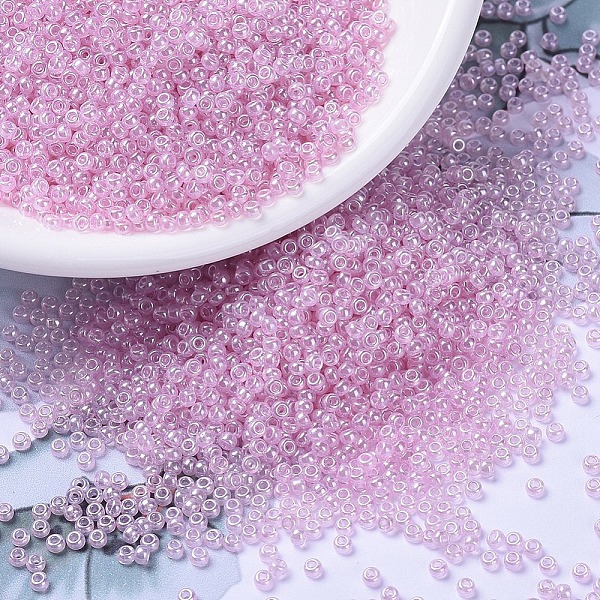 

PandaHall MIYUKI Round Rocailles Beads, Japanese Seed Beads, 11/0, (RR3508) Transparent Pale Rose Luster, 2x1.3mm, Hole: 0.8mm, about..., Purple