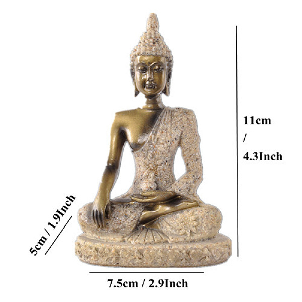 

PandaHall Resin Buddha Statue, for Zen Home Office Feng Shui Ornament, BurlyWood, 75x50x110mm Resin Human Orange
