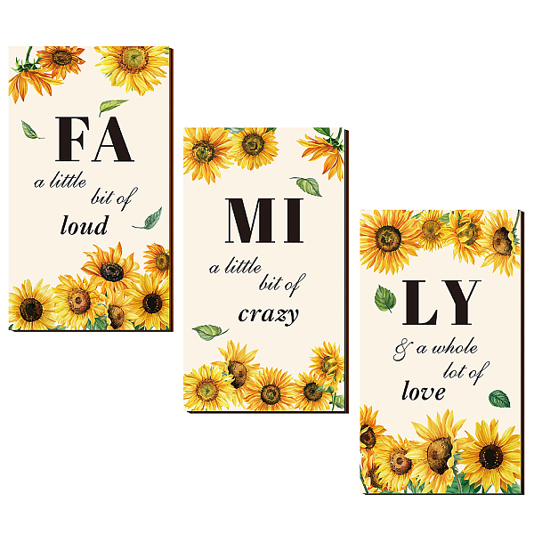 

PandaHall Wood Wall Decorations, for Home Decoration, Sunflower Pattern, 300x170x6mm, 3 styles, 1pc/style, 3pcs/set Wood Flower