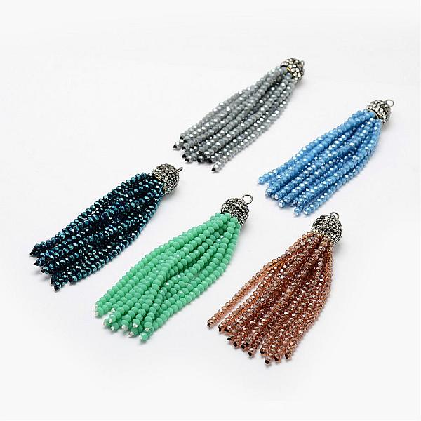 Electroplate Glass Bead Tassel Big Pendants