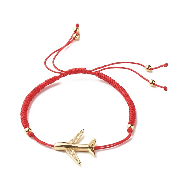 

PandaHall Airliner Brass Micro Pave Cubic Zirconia Airliner Link Bracelet for Teen Girl Women, Red, Golden, Inner Diameter: 2-1/8~3-1/2 inch..., Clear