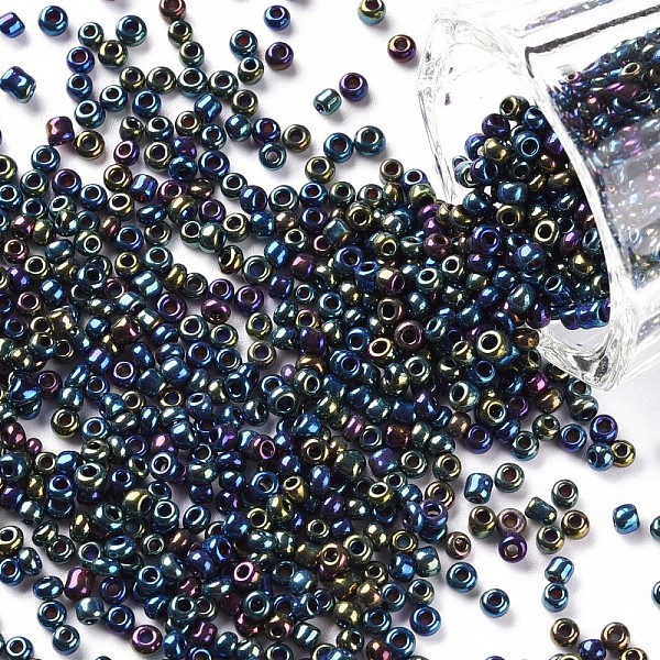 

PandaHall (Repacking Service Available) 12/0 Glass Seed Beads, Iris Round, Colorful, 2mm, Hole: 1mm, about 12g/bag Glass