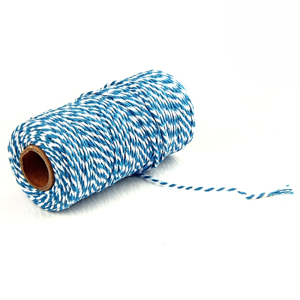 

PandaHall 100M Macrame 2-Ply Cotton Braid Thread, with Spool, Round, Deep Sky Blue, 2mm, about 109.36 Yards(100m)/Roll Cotton