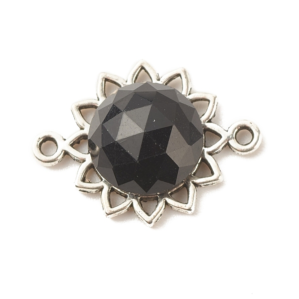 

PandaHall Natural Gemstone Connector Charms, with Antique Silver Tone Alloy Findings, Faceted, Flower, 20x15x5.5~6.5mm, Hole: 1.2mm Mixed...