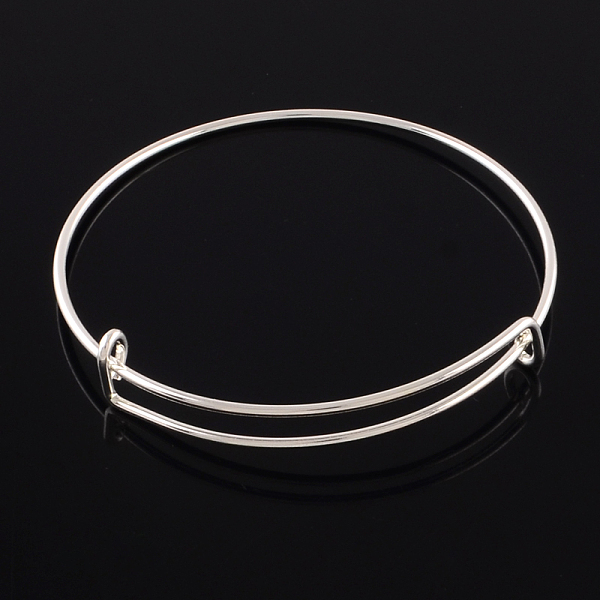 

PandaHall Adjustable Iron Expandable Bangle Making, Silver Color Plated, 2-1/2 inch(65mm) Iron