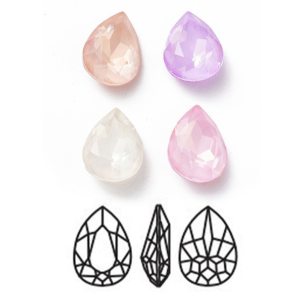 

PandaHall K9 Glass Rhinestone Cabochons, Point Back & Back Plated, Faceted, Teardrop, Mixed Color, 14x10x5.5mm Glass Rhinestone Teardrop..., Multicolor