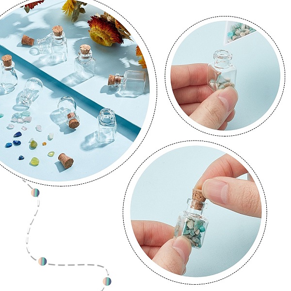 

PandaHall Mixed Stone Chip Beads DIY Wishing Bottle Making Kits, Including Natural Gemstone Chip Beads, Cuboid & Oval Glass Bottle, Glass...