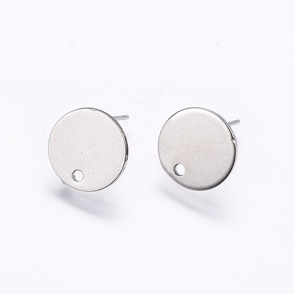 

PandaHall Flat Plate 201 Stainless Steel Stud Earring Findings, with 304 Stainless Steel Pin, Flat Round, Golden, 12x1mm, Hole: 1.5mm, Pin...