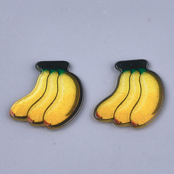 

PandaHall Plastic Cabochons, with Glitter Powder, Banana, Gold, 22x17x2mm Plastic Fruit Gold