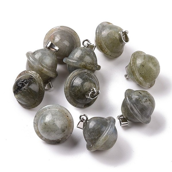 

PandaHall Natural Labradorite Pendants, Planet Charms, with Platinum Plated Alloy Snap on Bails, 19.5~21.5x18~18.5mm, Hole: 5.5x3.3mm...