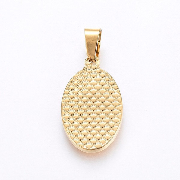 

PandaHall 304 Stainless Steel Pendants, Oval with Saint Joseph Yray For Us, Golden, 23x14x2.5mm, Hole: 7x4mm 304 Stainless Steel Oval