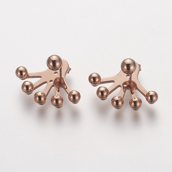 

PandaHall 304 Stainless Steel Stud Earrings, Hypoallergenic Earrings, Rose Gold, 17x22mm, Pin: 0.8mm 304 Stainless Steel