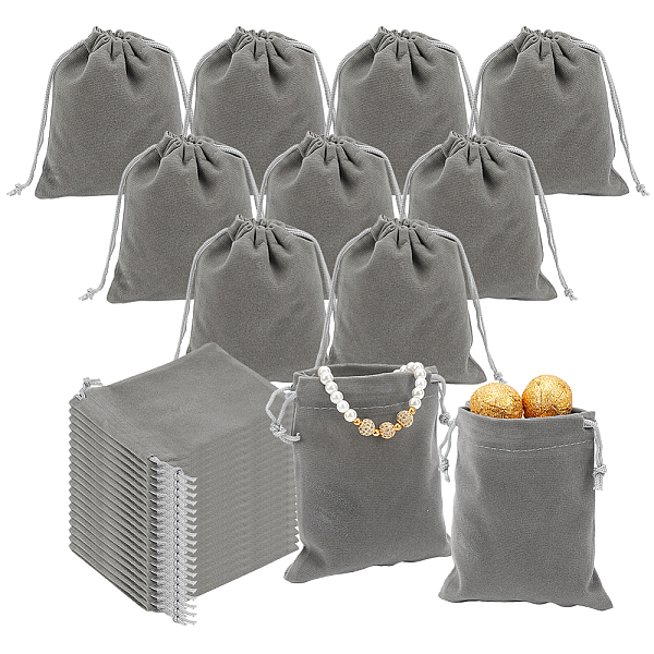 

PandaHall 30Pcs Rectangle Velvet Drawstring Pouches, Candy Gift Bags Christmas Party Wedding Favors Bags, Gray, 12x10cm Velvet Rectangle...