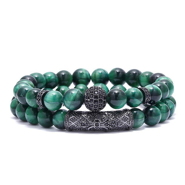

PandaHall 2Pcs 2 Style Dyed Natural Tiger Eye Beaded Stretch Bracelets Set, Green, Inner Diameter: 2-3/8 inch(6cm), 1Pc/style Tiger Eye...