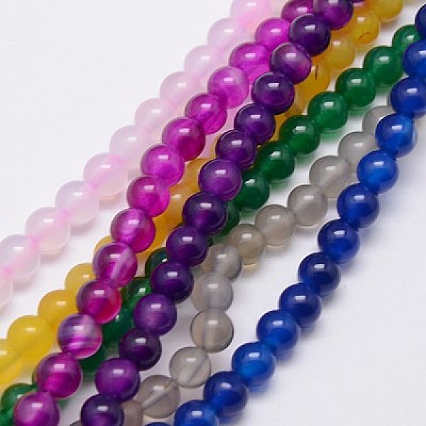 

PandaHall Natural Agate Beads Strands, Dyed, Round, Mixed Color, 6mm, Hole: 1mm, about 62pcs/strand, 14.8 inch Natural Agate Round..., Multicolor