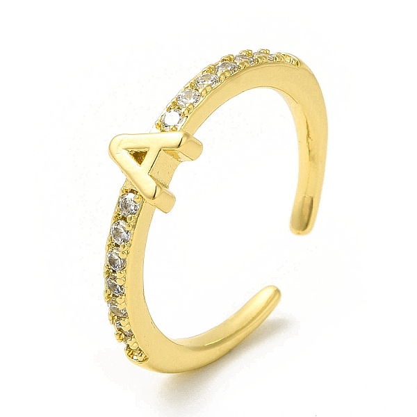 

PandaHall Clear Cubic Zirconia Initial Letter Open Cuff Ring, Real 18K Gold Plated Brass Jewelry for Women, Cadmium Free & Nickel Free &...