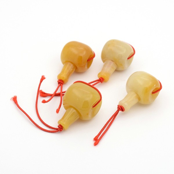 

PandaHall Gourd 3-Hole Natural Jade Guru Beads, T-Drilled Beads, 22x11x12mm, Hole: 2mm Jade Vegetables