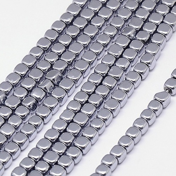 

PandaHall Electroplate Non-magnetic Synthetic Hematite Beads Strands, Cube, Grade A, Platinum Plated, 2x2x2mm, Hole: 0.6mm, about...