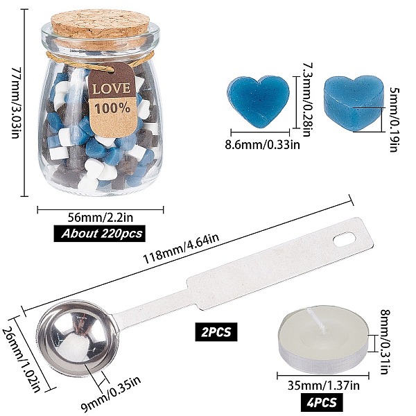 

PandaHall CRASPIRE Sealing Wax Particles Kits for Retro Seal Stamp, with Stainless Steel Spoon, Candle, Glass Jar, Mixed Color, 7.3x8.6x5mm..., Multicolor