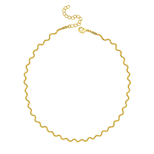 

PandaHall Brass Twist Wave Link Chain Necklace for Women, Golden, 15.75 inch(40cm) Brass
