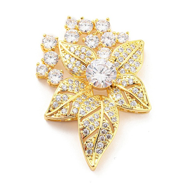 

PandaHall Brass Pave Clear Cubic Zirconia Side Charms, Long-Lasting Plated, Cadmium Free & Lead Free, Leaf, Real 18K Gold Plated...